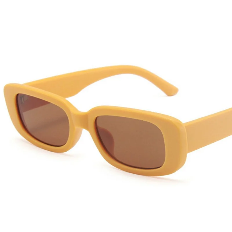 Square Frame Sunglasses Retro Lightweight Sun UV Protection Glasses for Small Faces - Orange Frame / Tan Lens