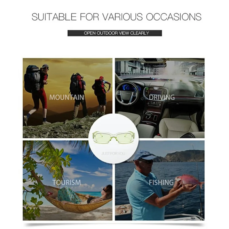 Square Frame Sunglasses Retro Lightweight Sun UV Protection Glasses for Small Faces - Black Frame / Yellow Lens