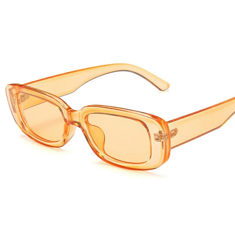 Square Frame Sunglasses Retro Lightweight Sun UV Protection Glasses for Small Faces - Clear Orange