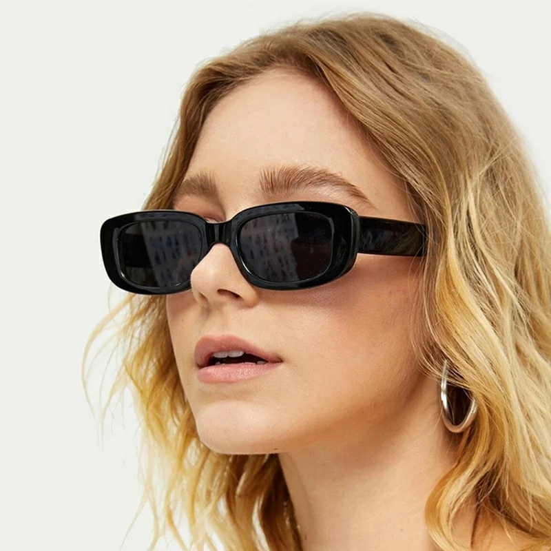 Square Frame Sunglasses Retro Lightweight Sun UV Protection Glasses for Small Faces - Leopard Print Frame / Grey Lens