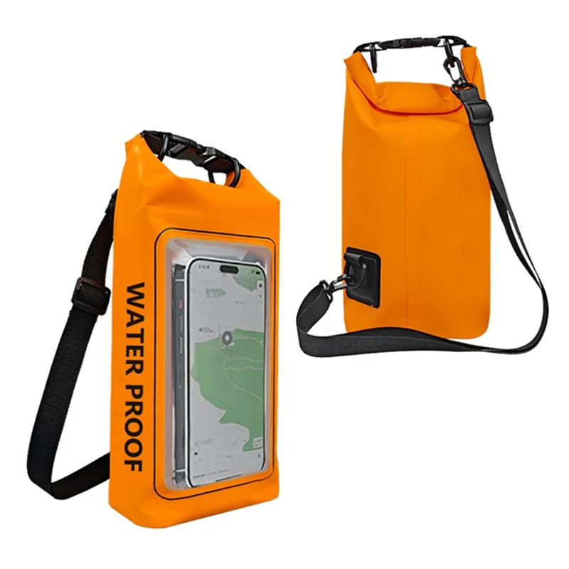 Borsa Impermeabile da 2L per Nuoto e Attività Outdoor - Borsa Tracolla Proteggi Telefono ad Alta Capacità in PVC 500D - Arancione