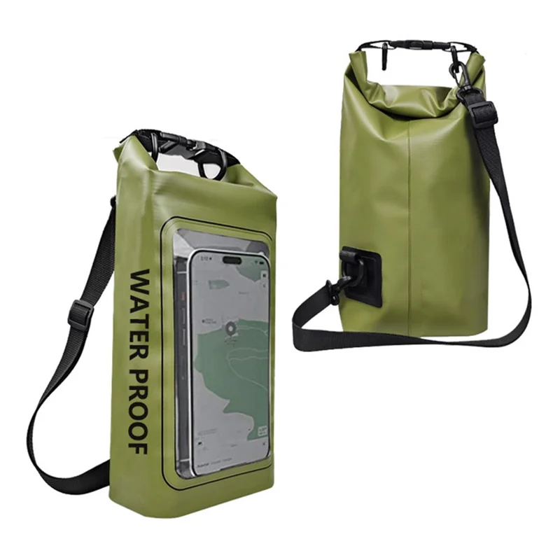 2L Waterproof Dry Bag 500D PVC Swimming Outdoor Large Capacity Phone Protection Crossbody Bag - Army Green