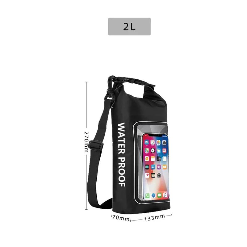 2L Waterproof Dry Bag 500D PVC Swimming Outdoor Large Capacity Phone Protection Crossbody Bag - Army Green