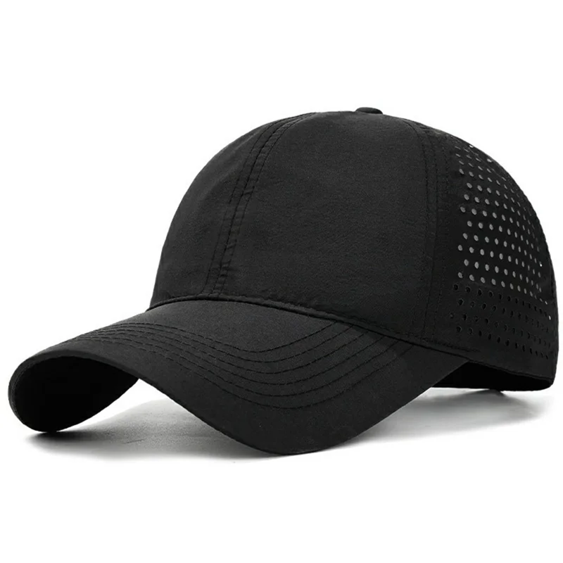 Unisex Sommer Schnelltrocknende Baseball Cap Stilvolle Lässige Verstellbare Atmungsaktive Sonnenschutz Mütze - Schwarz