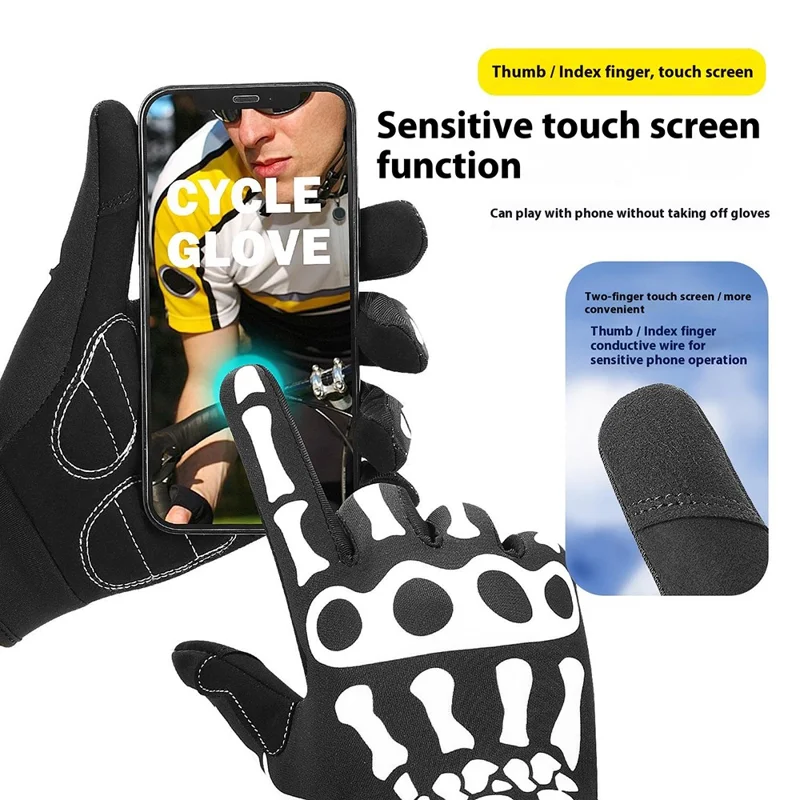 VILICO A0143 1 Paar Vollfinger-Fahrradhandschuhe Rennrad MTB Stoßdämpfende Rutschfeste Touchscreen-Handschuhe - M