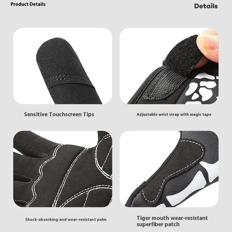 VILICO A0143 1 Paar Vollfinger-Fahrradhandschuhe Rennrad MTB Stoßdämpfende Rutschfeste Touchscreen-Handschuhe - M