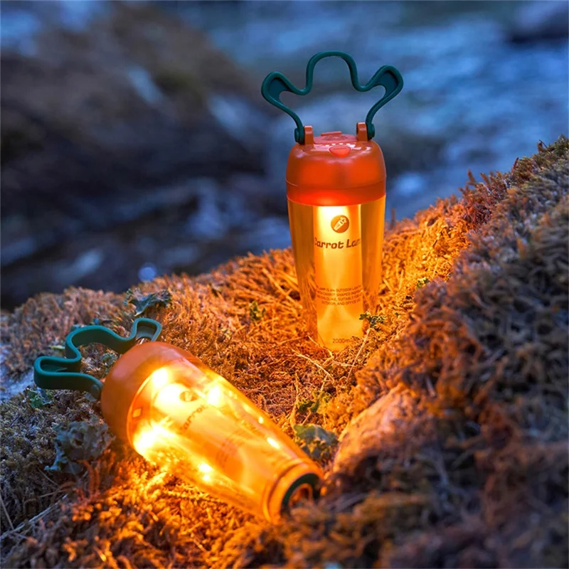 Möhrenförmige Outdoor-Campinglampe mit 4 Modi, stufenloser Dimming, USB-aufladbar, Zelt-Picknick-Magnetlampe - Orange