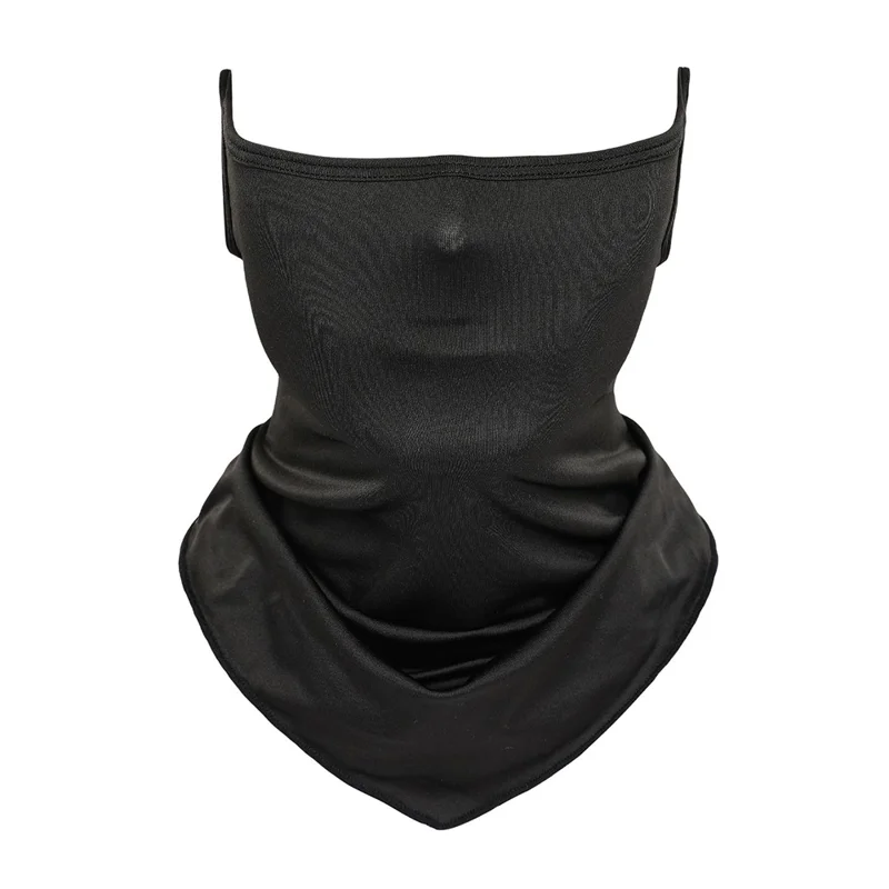 SHINEMEOTH Summer Milk Silk Sun Protection Face Mask with Ear Loop Moisture Wicking Neck Gaiter - Black