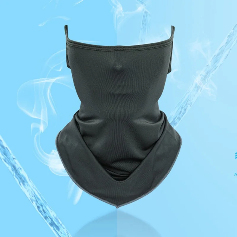 SHINEMEOTH Summer Milk Silk Sun Protection Face Mask with Ear Loop Moisture Wicking Neck Gaiter - Black