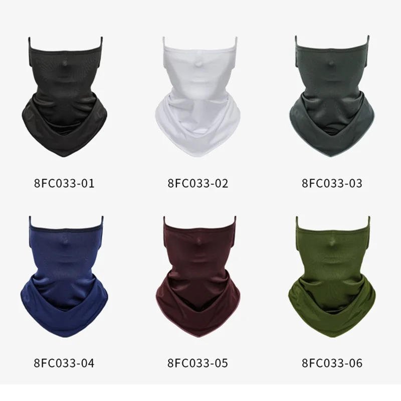 SHINEMEOTH Summer Milk Silk Sun Protection Face Mask with Ear Loop Moisture Wicking Neck Gaiter - Black