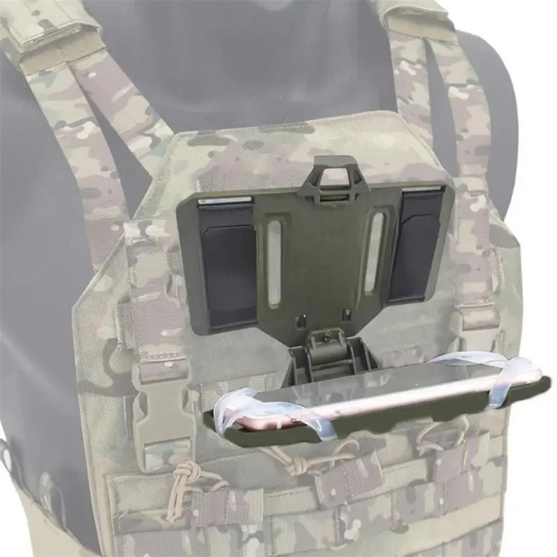 MOLLE-Mounted Foldable Phone Holder Chest Front Vest Attachment Phone Navigation Mount Board - Khaki