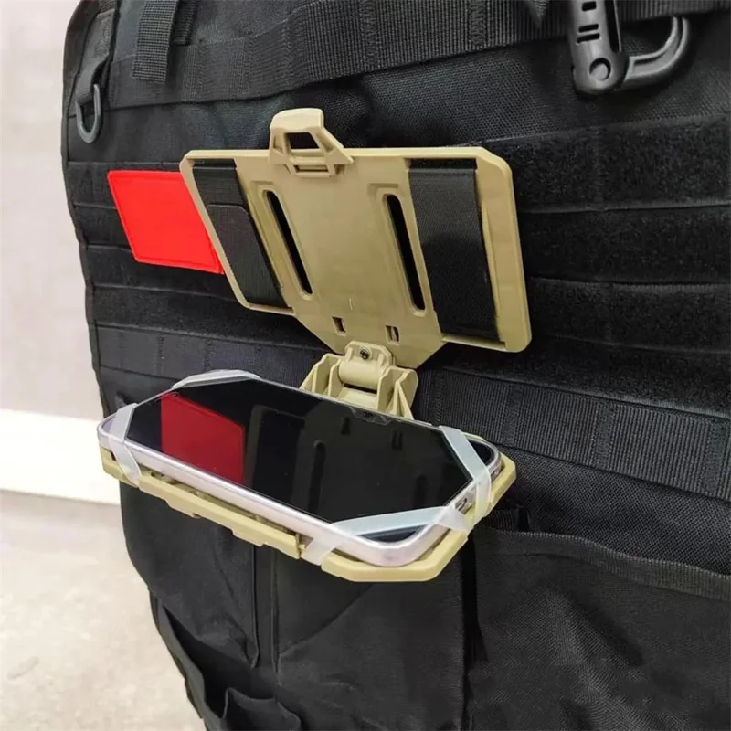 MOLLE-Mounted Foldable Phone Holder Chest Front Vest Attachment Phone Navigation Mount Board - Khaki