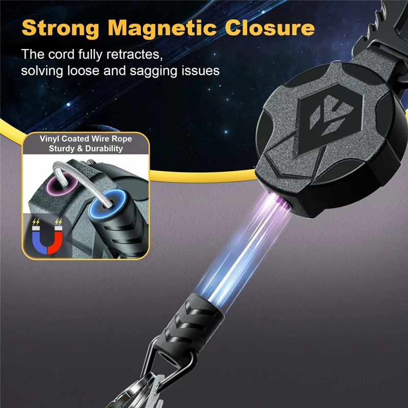 2Pcs Retractable Key Chain Magnetic Pull Rope Anti-Lost Keyring with Bottle Opener Function