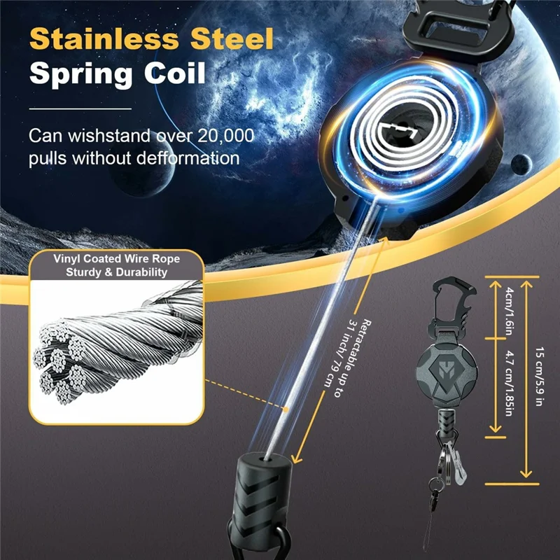2Pcs Retractable Key Chain Magnetic Pull Rope Anti-Lost Keyring with Bottle Opener Function