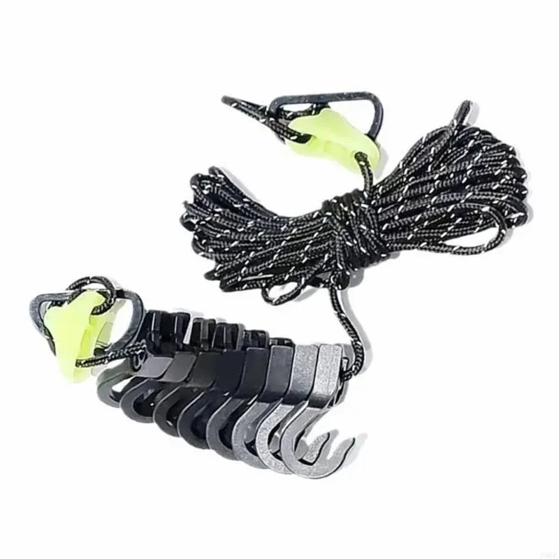 JY-F01 5m Outdoor Portable Clothesline 8 Hooks Camping Tarp Windproof Multi-Function Hanging Cord