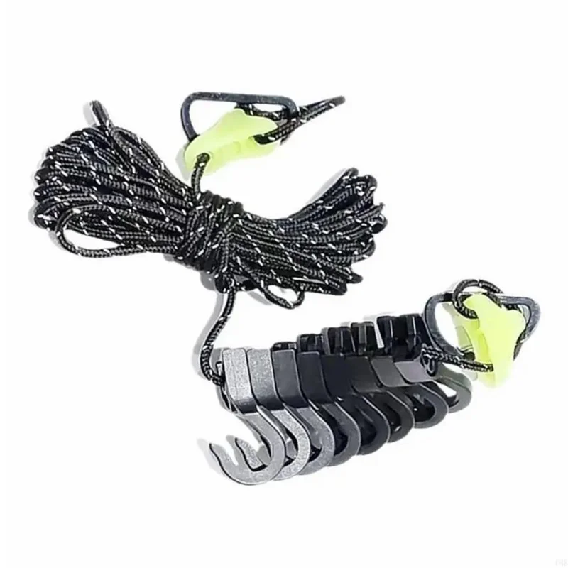 JY-F01 5m Outdoor Portable Clothesline 8 Hooks Camping Tarp Windproof Multi-Function Hanging Cord