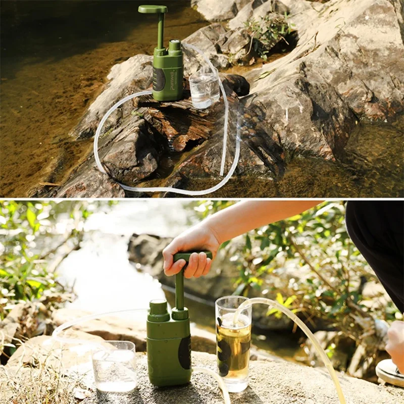 K8617 Portable Outdoor Water Filter Straw Survival Emergency Camping Hiking Water Ultra Filtration Tool (BPA Free, No FDA) - Army Green