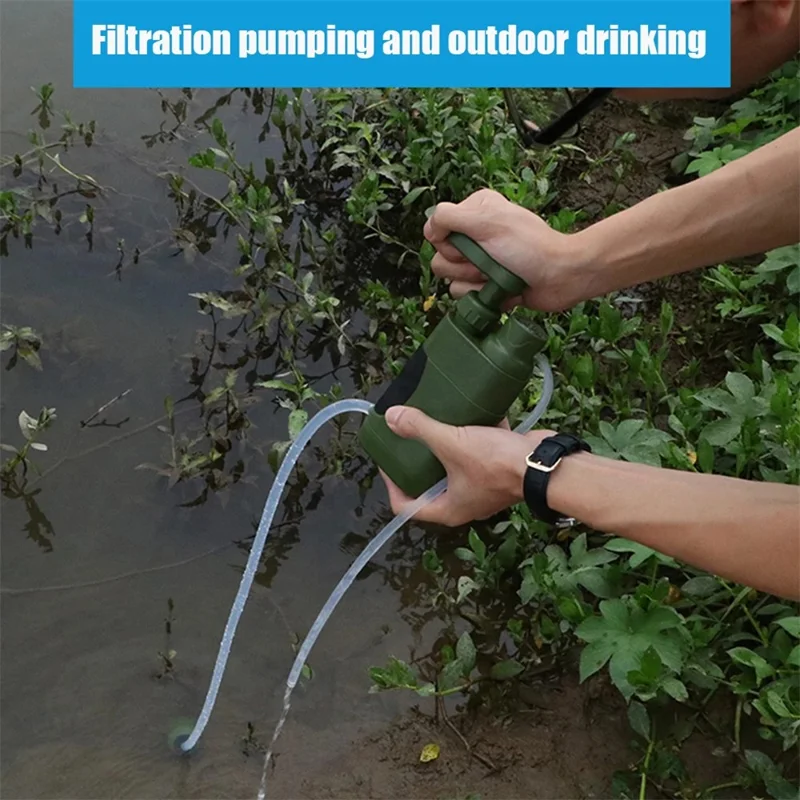 K8617 Portable Outdoor Water Filter Straw Survival Emergency Camping Hiking Water Ultra Filtration Tool (BPA Free, No FDA) - Army Green
