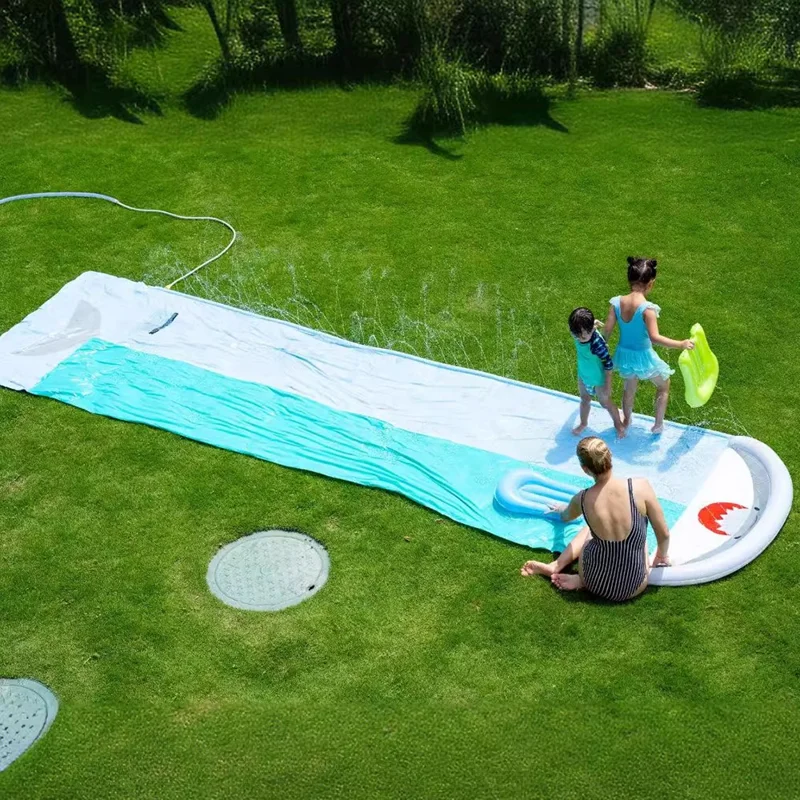 550cm Outdoor Inflatable Water Slide PVC Lawn Slip Interactive Aqua Glide Whale Shaped Waterslide Toy