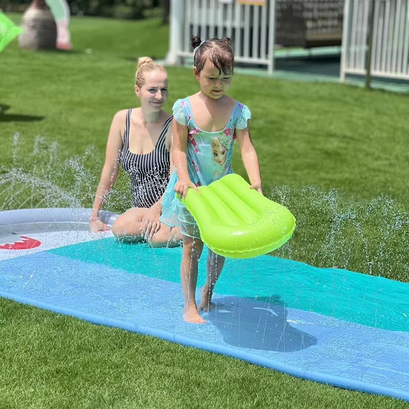 550cm Outdoor Inflatable Water Slide PVC Lawn Slip Interactive Aqua Glide Whale Shaped Waterslide Toy