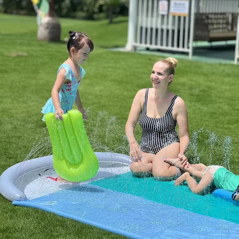 550cm Outdoor Inflatable Water Slide PVC Lawn Slip Interactive Aqua Glide Whale Shaped Waterslide Toy