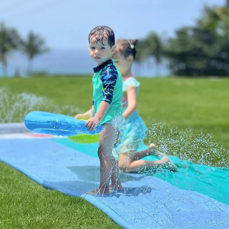 550cm Outdoor Inflatable Water Slide PVC Lawn Slip Interactive Aqua Glide Whale Shaped Waterslide Toy