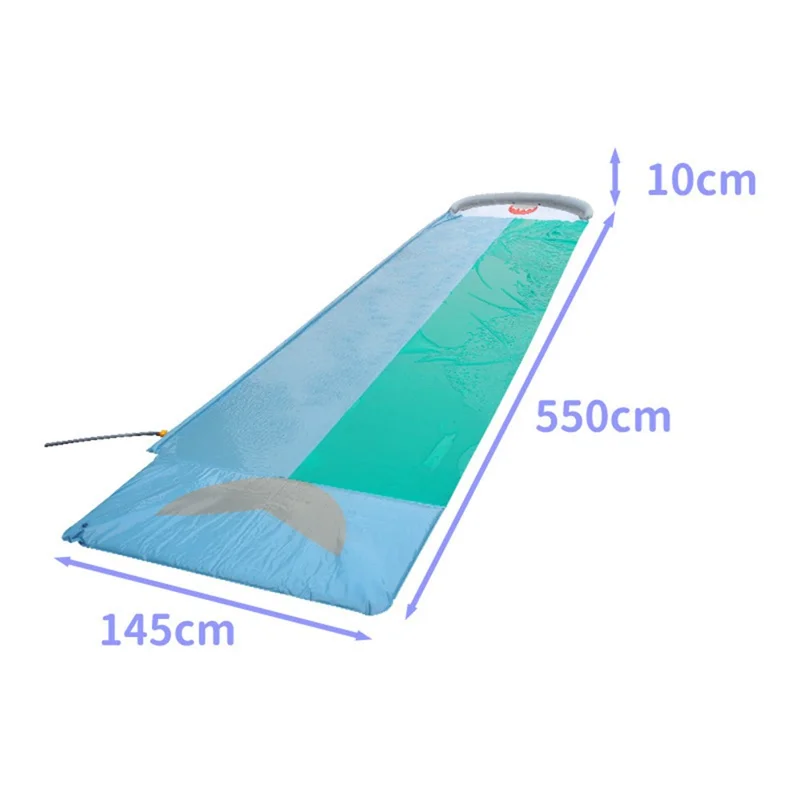 550cm Outdoor Inflatable Water Slide PVC Lawn Slip Interactive Aqua Glide Whale Shaped Waterslide Toy