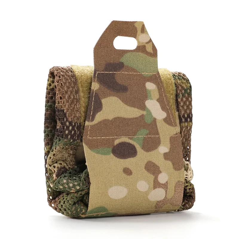 Bolsa de malla plegable táctica de nailon 500D para exteriores Sistema MOLLE Portabotellas ajustable con cordón