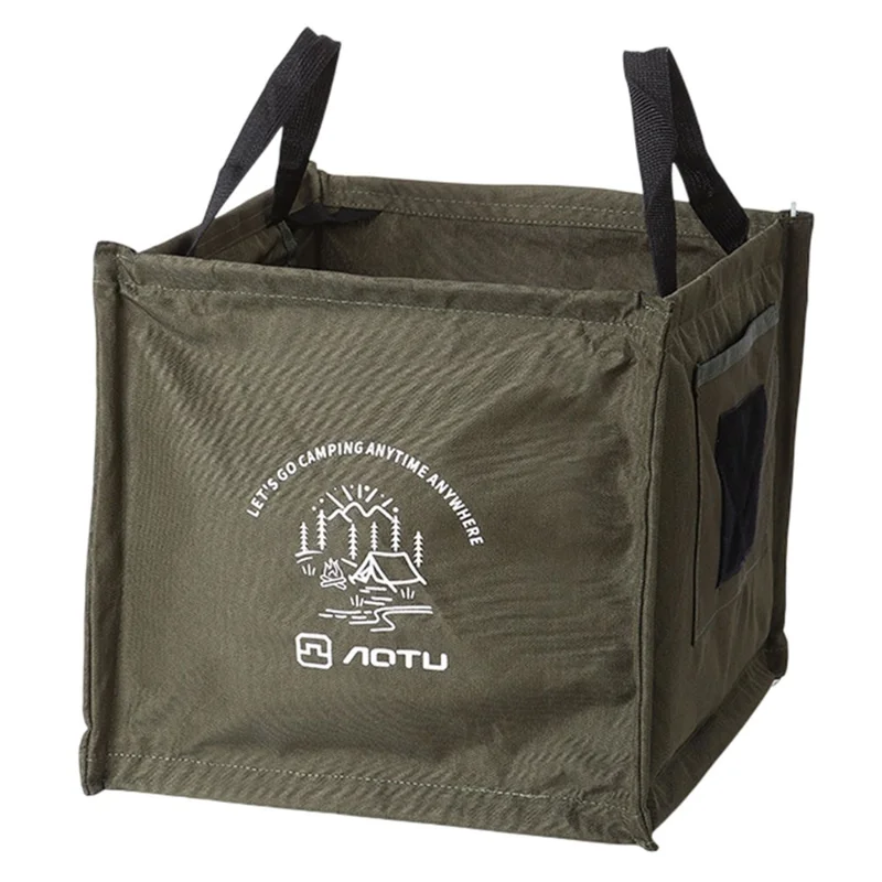 AOTU AT6361 27L Foldable Outdoor Trash Can 600D Oxford Cloth Camping Storage Bag Tactical Organizer - Army Green