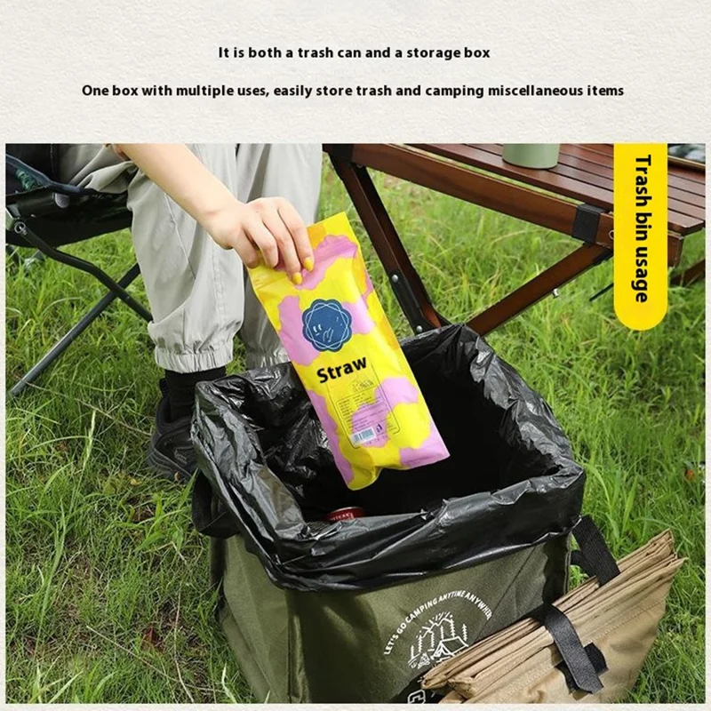 AOTU AT6361 27L Foldable Outdoor Trash Can 600D Oxford Cloth Camping Storage Bag Tactical Organizer - Army Green