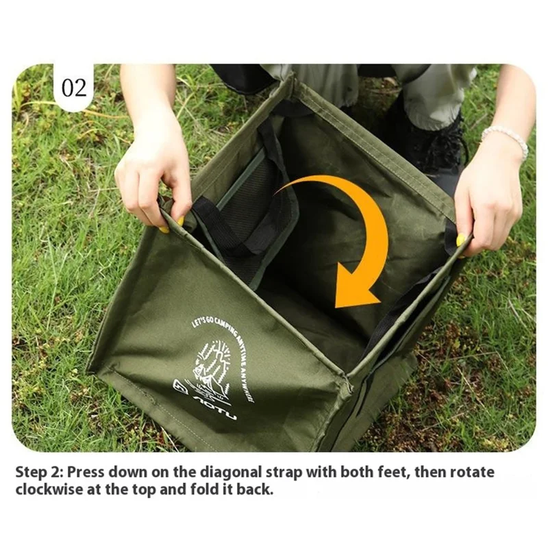 AOTU AT6361 27L Foldable Outdoor Trash Can 600D Oxford Cloth Camping Storage Bag Tactical Organizer - Army Green