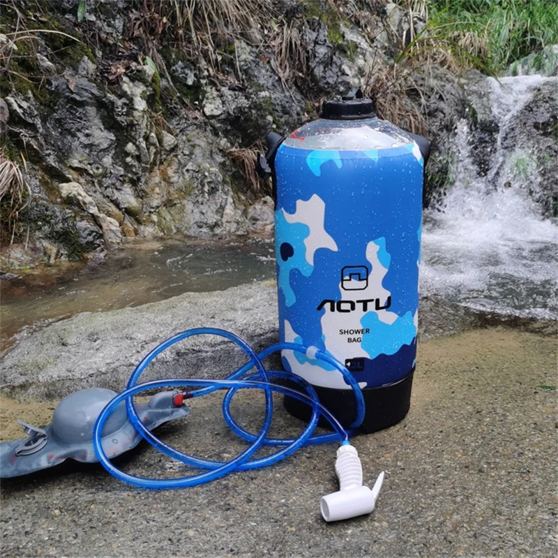 AOTU AT6647 Bolsa de Banho Inflável de 12L em PVC para Camping Portátil para Caminhada e Praia - Amarelo