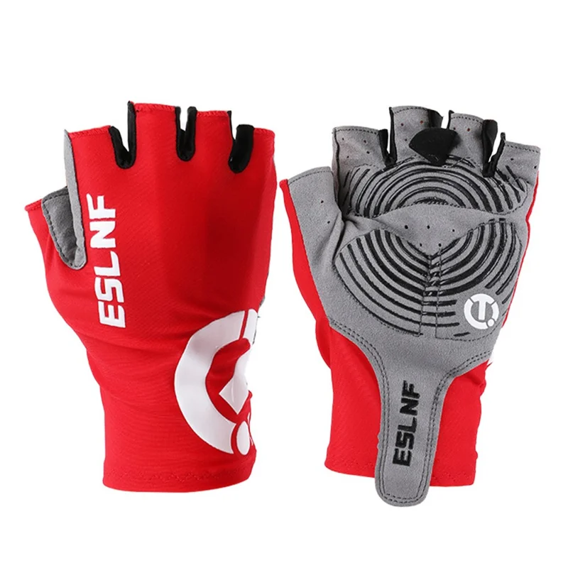 ESLNF 1 Paire de Gants de Vélo de Montagne Absorbant les Chocs Doublés à Demi-Doigts pour le Cyclisme - Rouge / M