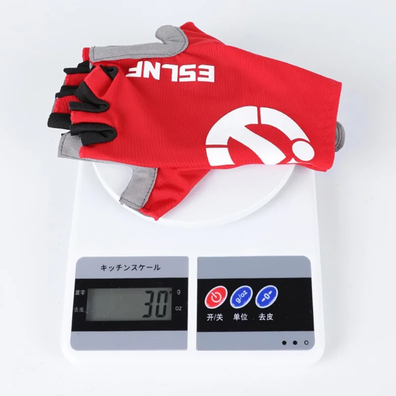 ESLNF 1 Paire de Gants de Vélo de Montagne Absorbant les Chocs Doublés à Demi-Doigts pour le Cyclisme - Rouge / M
