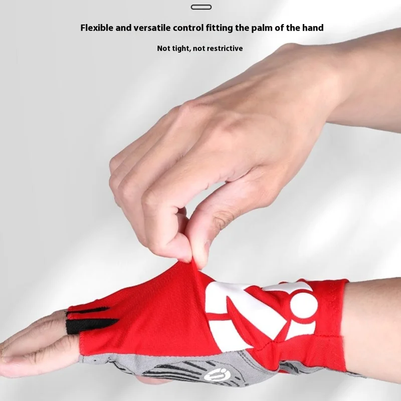 ESLNF 1 Paire de Gants de Vélo de Montagne Absorbant les Chocs Doublés à Demi-Doigts pour le Cyclisme - Rouge / M
