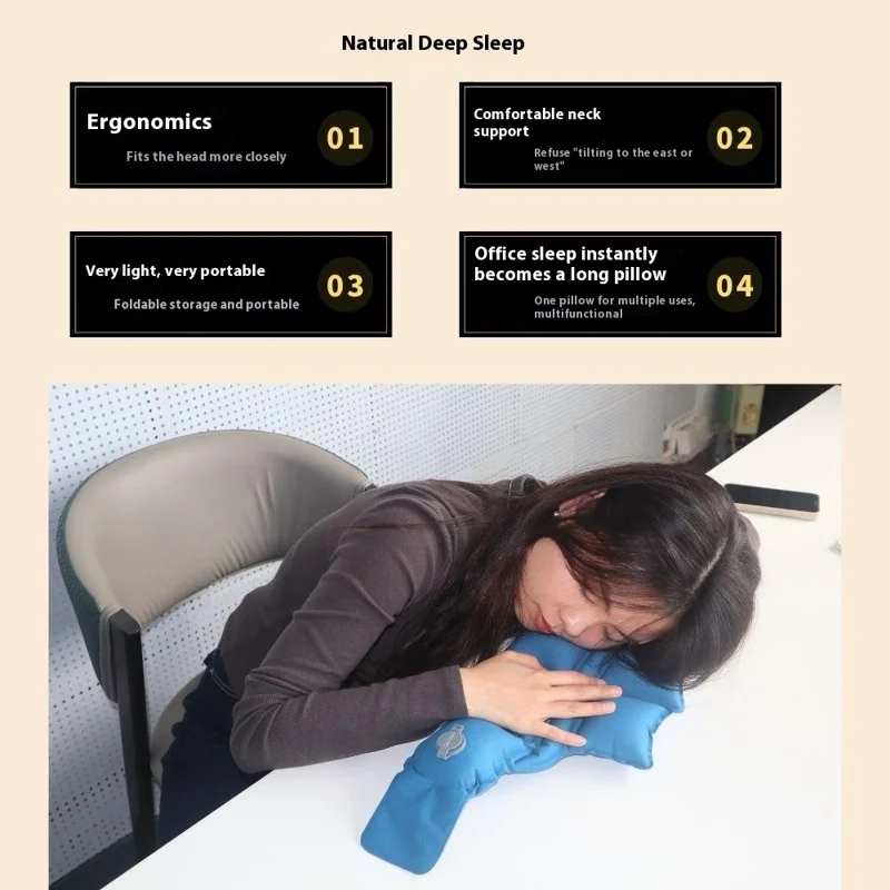 PICTET.FINO PF110A Inflatable Neck Pillow Extended Height Compact Travel Cushion for Home / Outdoor - Blue