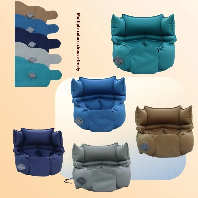 PICTET.FINO PF110A Inflatable Neck Pillow Extended Height Compact Travel Cushion for Home / Outdoor - Blue
