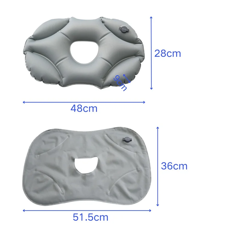PICTET.FINO PF111B Inflatable Pillow for face Down Sleeping Crystal Velvet Portable Pillow - Grey
