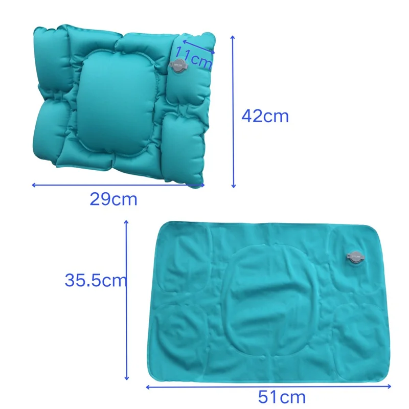 PICTET.FINO PF112A Inflatable Lumbar Pillow Ergonomic Design S-Curve Support for Car / Office Chair - Lake Blue
