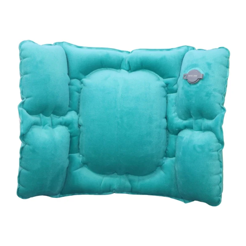 PICTET.FINO PF112B Inflatable Lumbar Pillow Ergonomic Design Crystal Velvet S-Curve Support for Car / Office Chair - Lake Blue