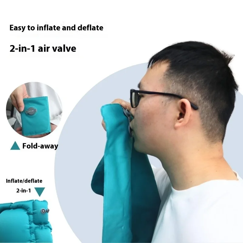 PICTET.FINO PF112B Inflatable Lumbar Pillow Ergonomic Design Crystal Velvet S-Curve Support for Car / Office Chair - Lake Blue