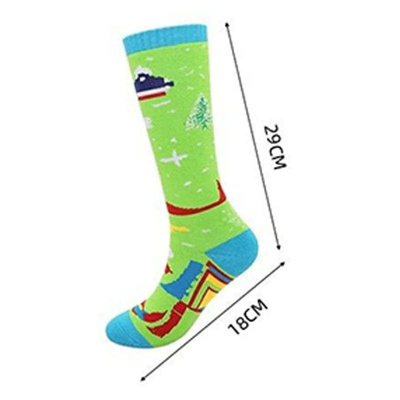 PORFIN Talla S Calcetines Térmicos de Esquí de Invierno con Estampado Colorido para Niños, Transpirables, Largos, para Talla de Zapato 31-34 - Aguamarina / Azul Oscuro
