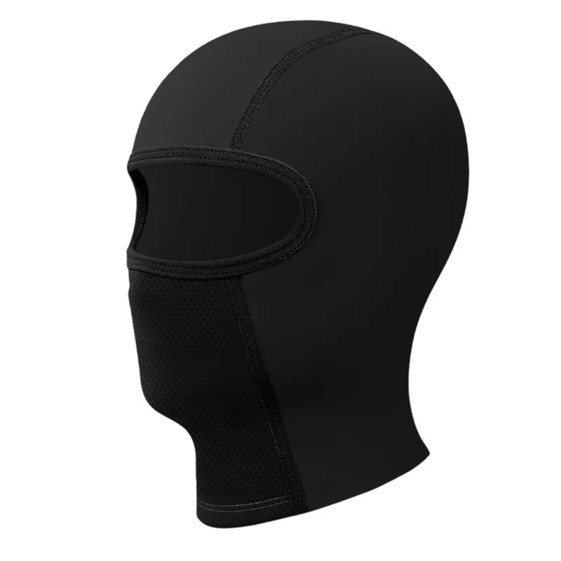 QXTTDK Summer Outdoor Cycling Balaclava Ice Silk Motorcycle Hood UV Protection Face Mask - Black / No Glasses Holes