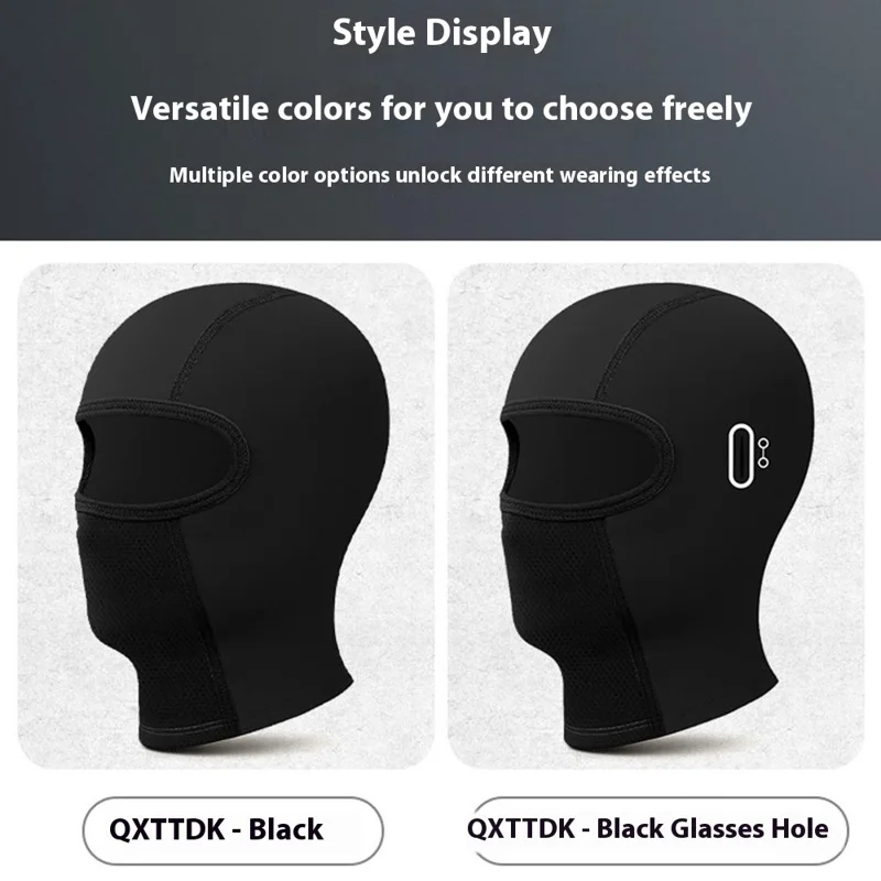 QXTTDK Summer Outdoor Cycling Balaclava Ice Silk Motorcycle Hood UV Protection Face Mask - Black / No Glasses Holes