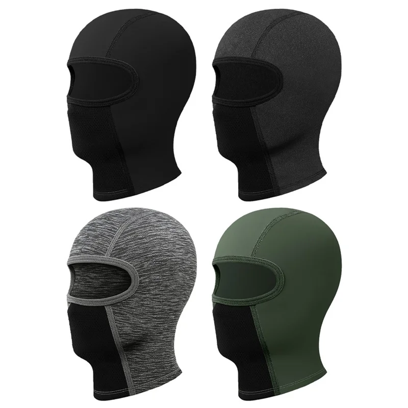 QXTTDK Summer Outdoor Cycling Balaclava Ice Silk Motorcycle Hood UV Protection Face Mask - Black / No Glasses Holes