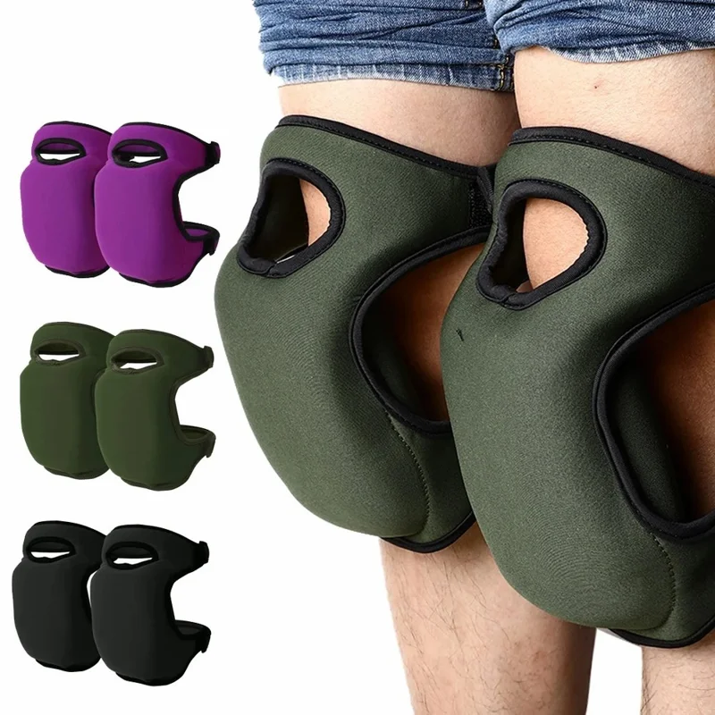 1 Pair Neoprene Garden Knee Pads Foam Cushioned Protective Kneeling Pad for Gardening Floor Cleaning - Black