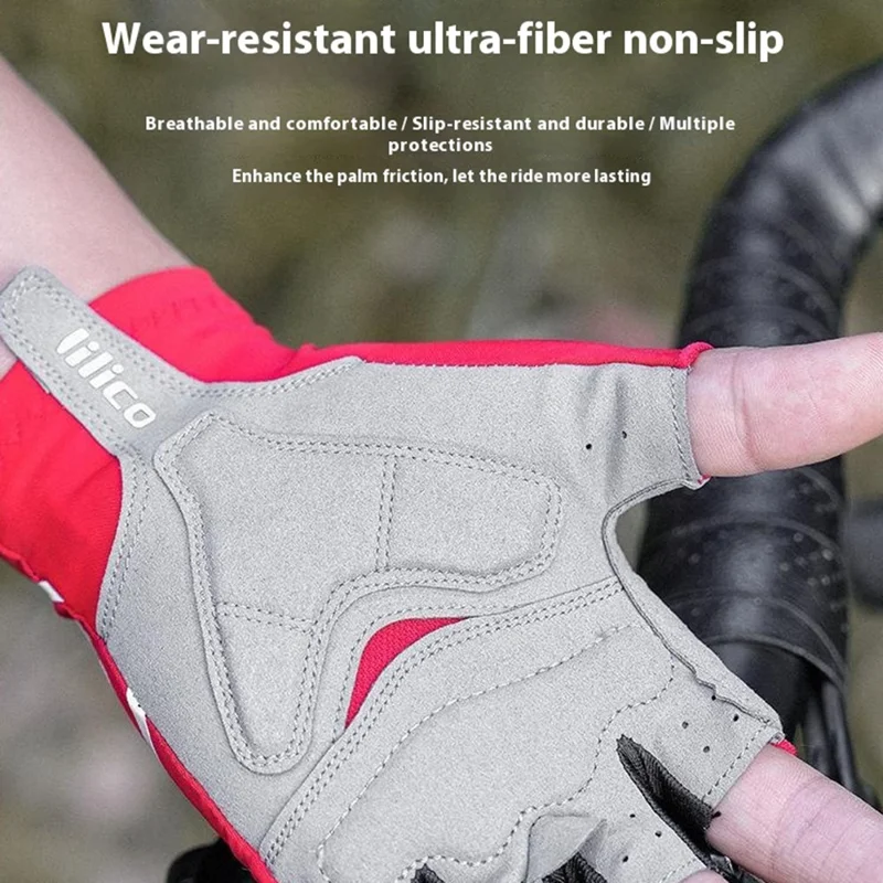 VILICO A0075 1 Pair Cycling Gloves Road Bike Half Finger Summer Breathable Shock Absorbing Gloves - Red / S