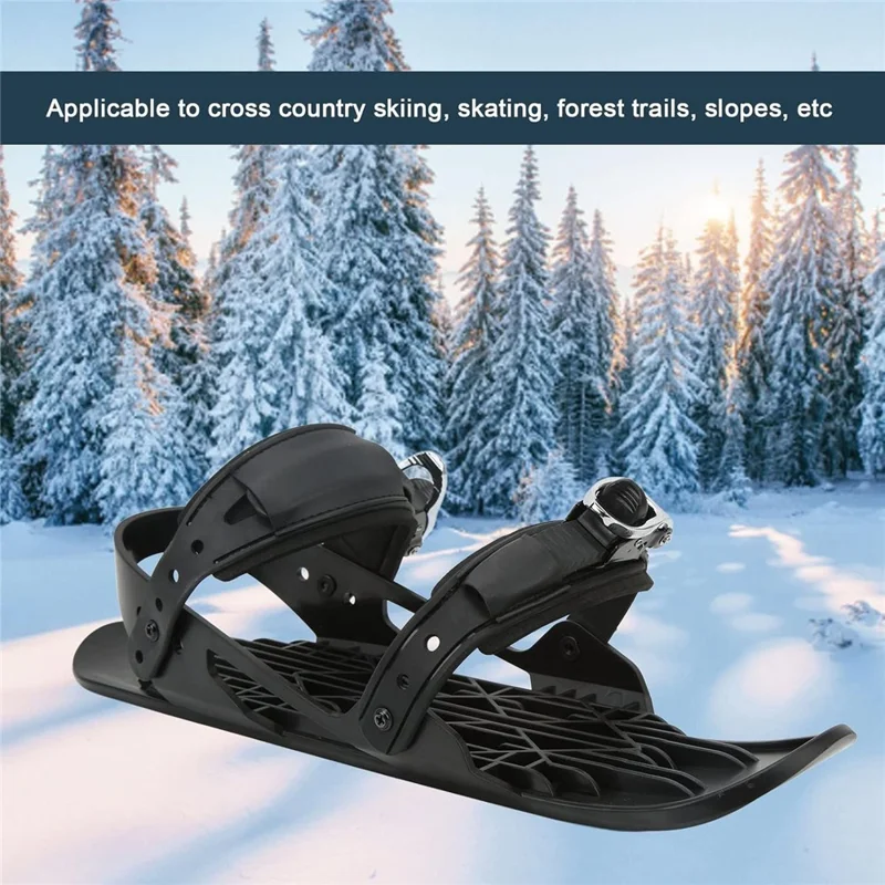 1 Par de Mini Patins de Esqui para Esportes de Inverno Externos, Raquetes de Neve Portáteis para Adultos, Tamanho de Sapato 35-48 - Preto