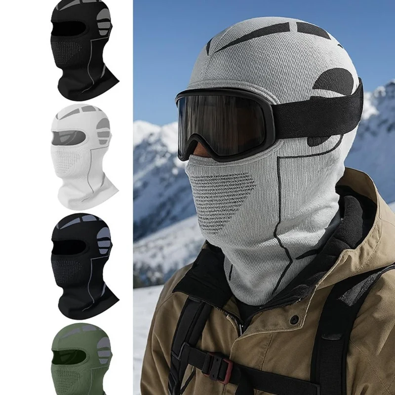 Winter Motorcycle Riding Balaclava High Elastic Nylon Ski Mask Honeycomb Breathable Windproof Neck Gaiter - Black
