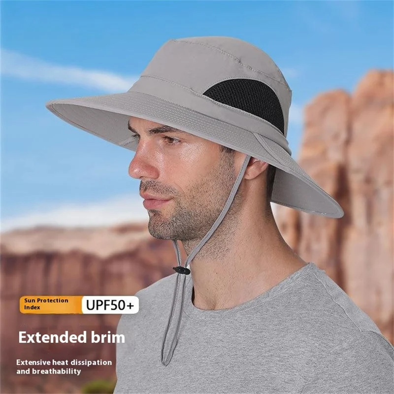 YF003 Angelkappe mit breitem UV-Schutz Vollflächige Sonnenschutz Nylon-Mütze für Outdoor - Hellgrau